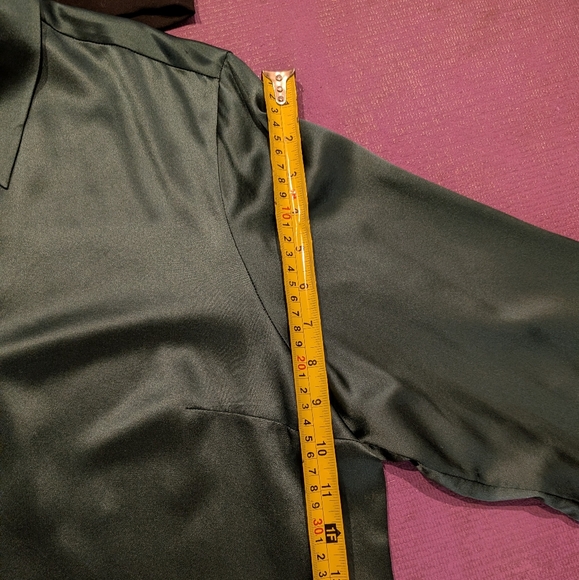 Talbots Deep Green Pure Silk Button-Down Shirt - Picture 8 of 10